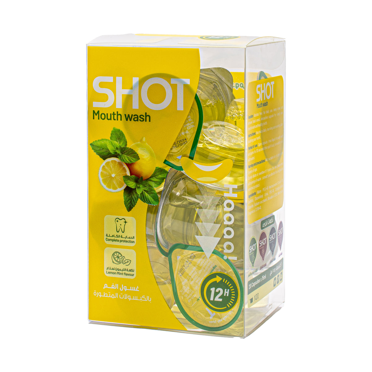 SHOT Mouth Wash Capsules with Lemon and Mint Flavor - 20 Capsules