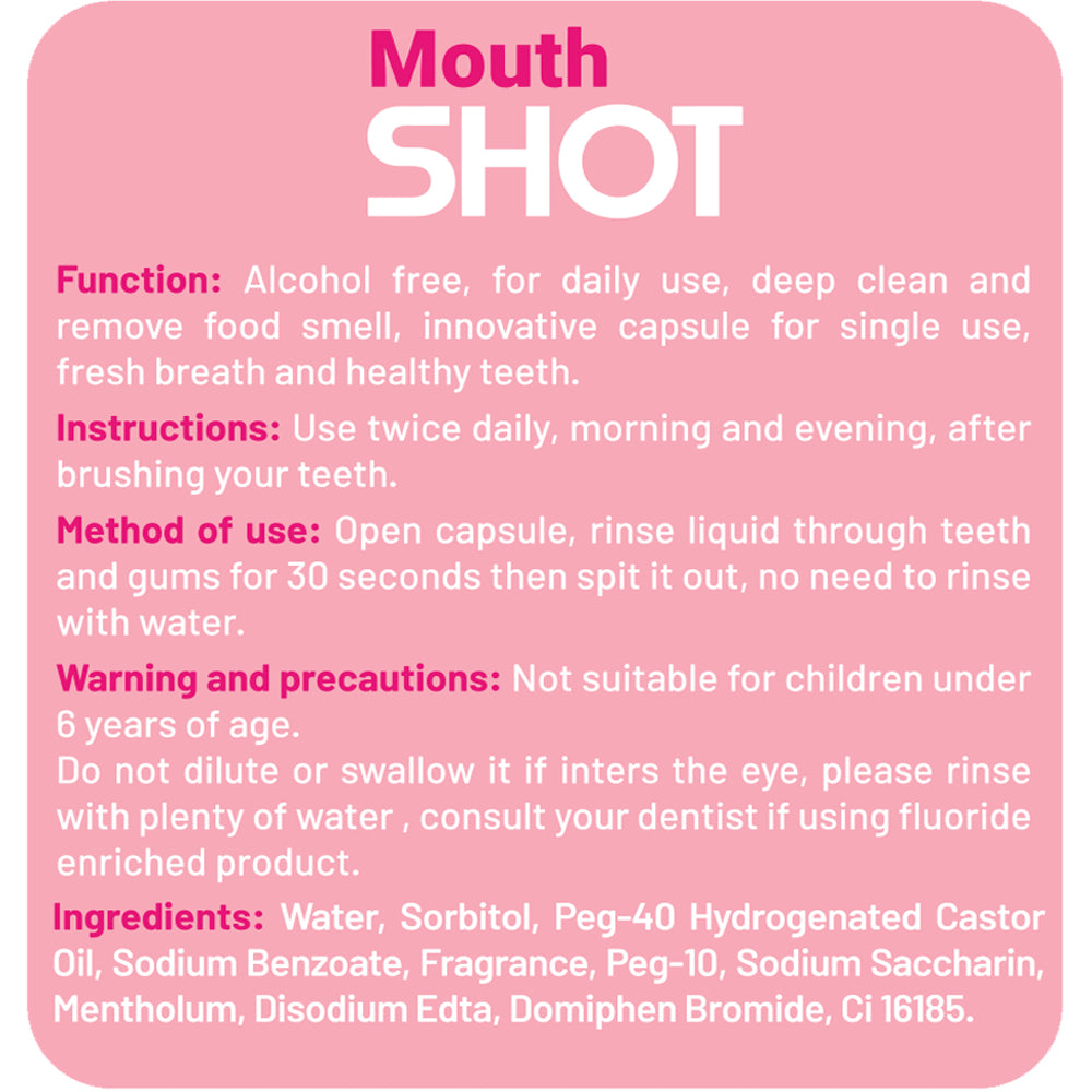 Mouth Shot Advanced Mouthwash Capsules Cotton Candy Flavor – 20 Capsules × 15 ml